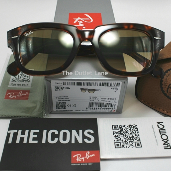 Model Display RayBan State Street Tortoise RB2186 Gradient Brown - Picture 13 of 16